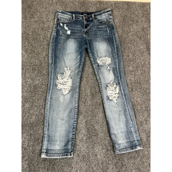 Judy Blue Denim - Judy Blue Womens Jeans‎  Boyfriend Fit Distressed Ripped Stretch Size 11/30
